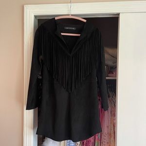 Zara suede fringe dress